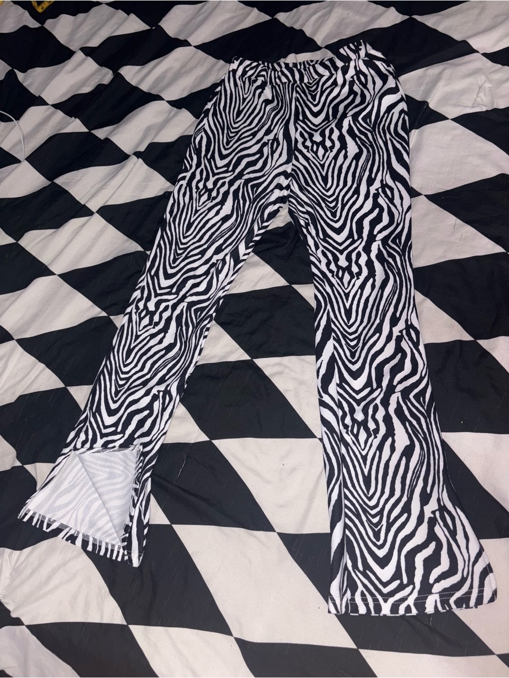 Black & White Zebra Print Boot Cut Pants